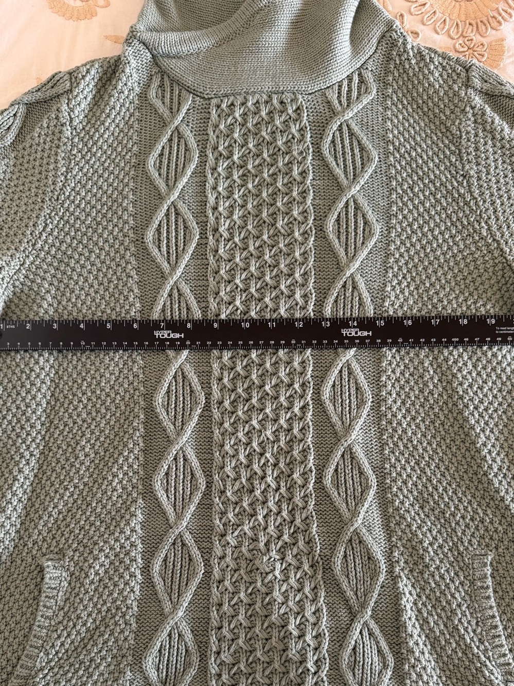 LL Bean Signature Sage Green Cable Funnel Neck Sweater - Picture 8 of 10
